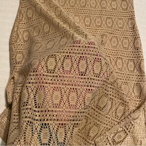 Refuge Tan Crochet Knit mini dress